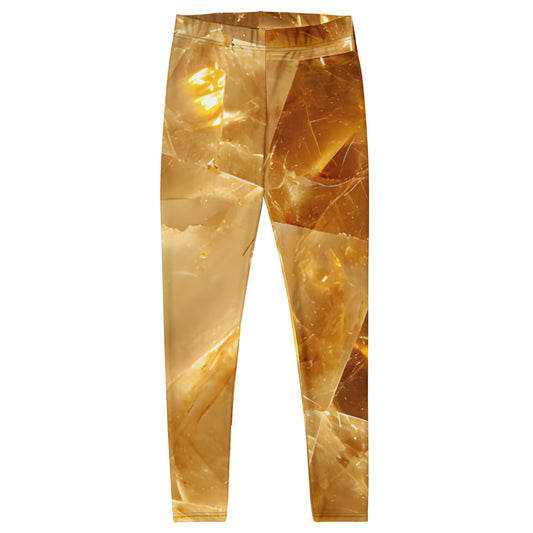 Citrine crystal all-over print gym leggings in golden quartz texture