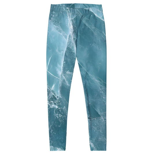 Aquamarine crystal all-over print gym leggings in pale blue beryl texture