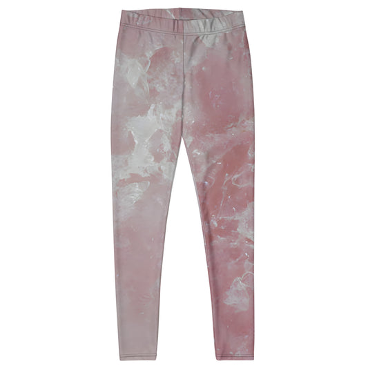 Rose quartz crystal all-over print gym leggings in soft pink quartz texture