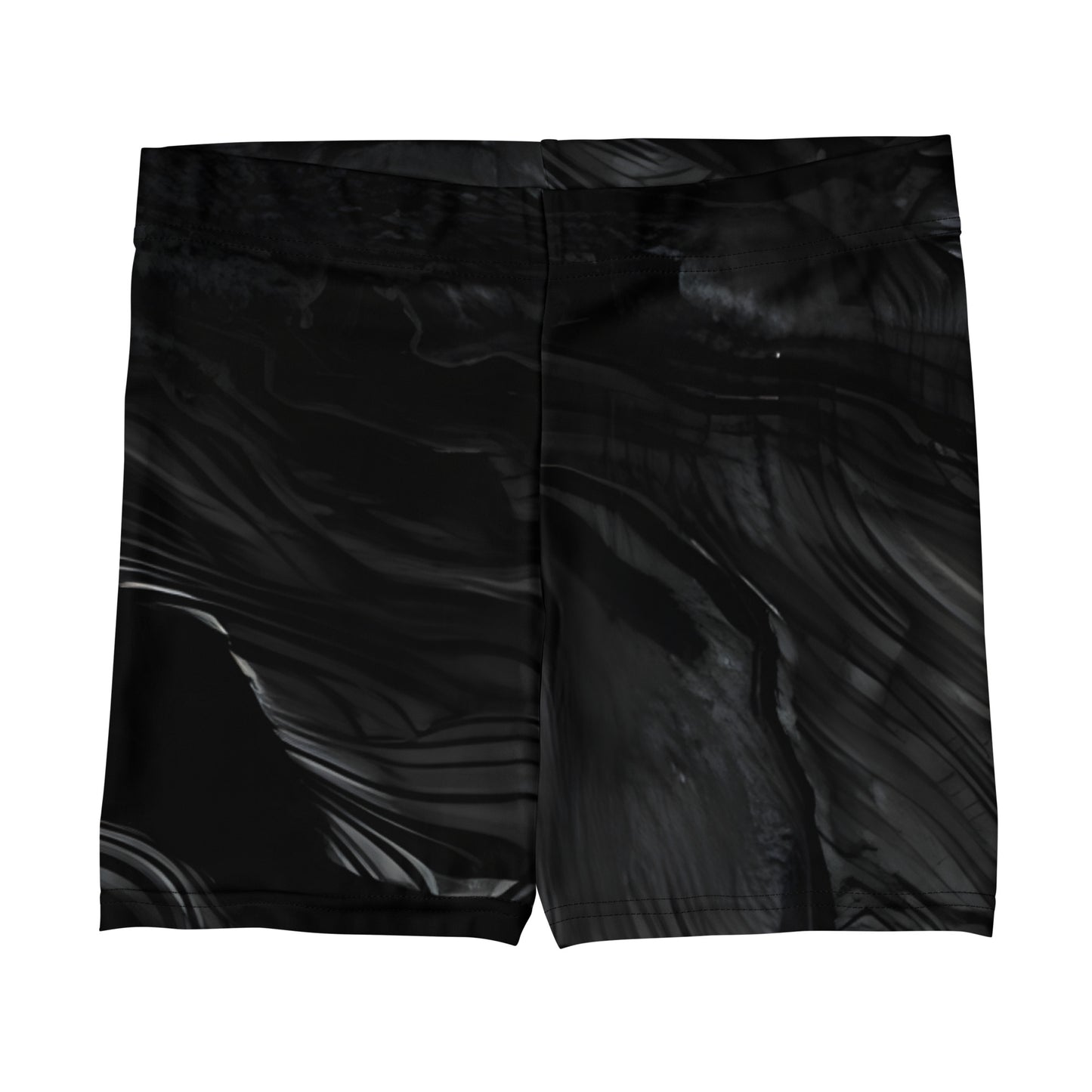 Obsidian crystal all-over print tight-fit gym shorts in black volcanic-glass texture