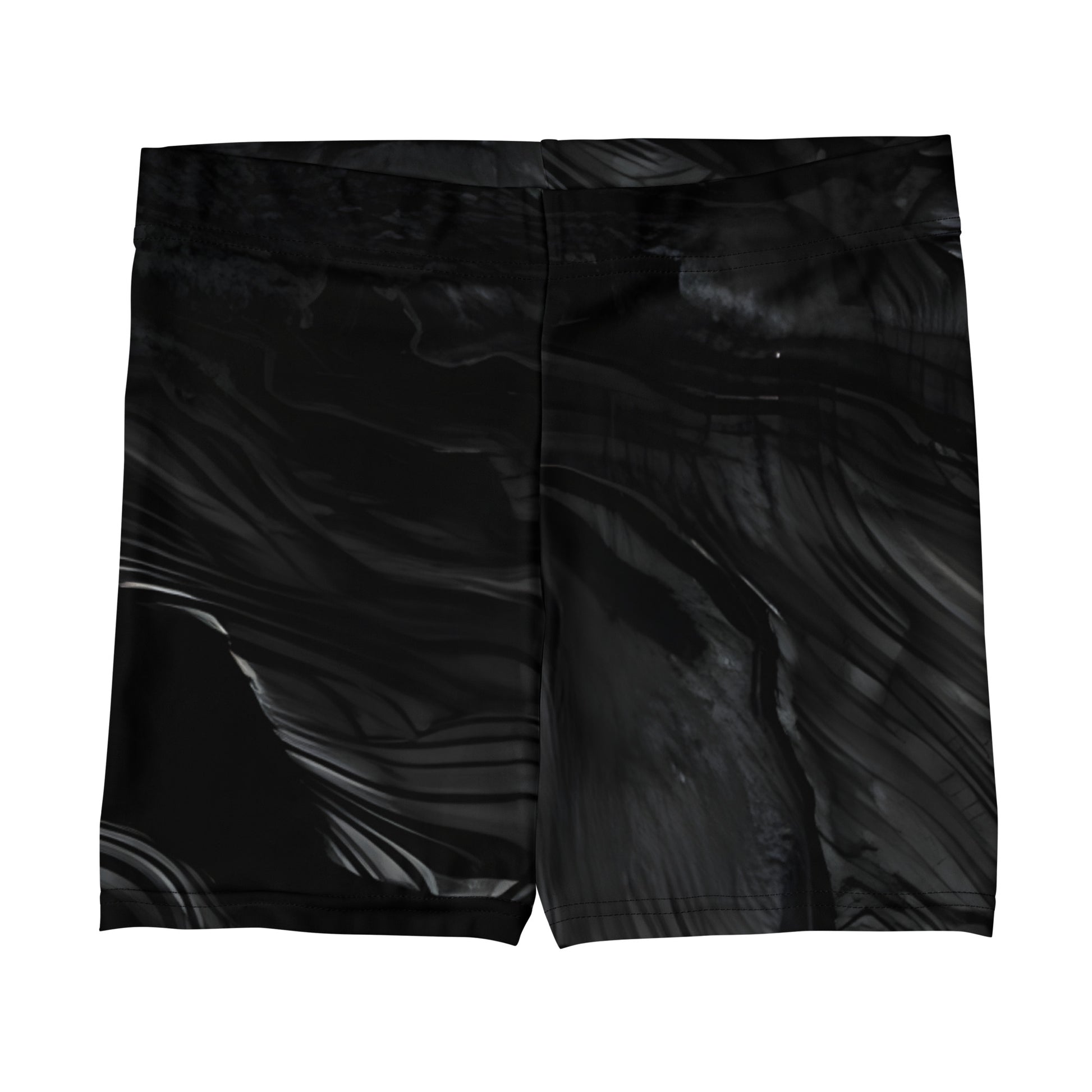 Obsidian crystal all-over print tight-fit gym shorts in black volcanic-glass texture