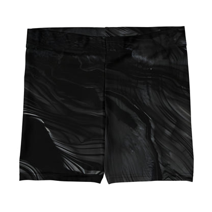 Obsidian crystal all-over print tight-fit gym shorts in black volcanic-glass texture